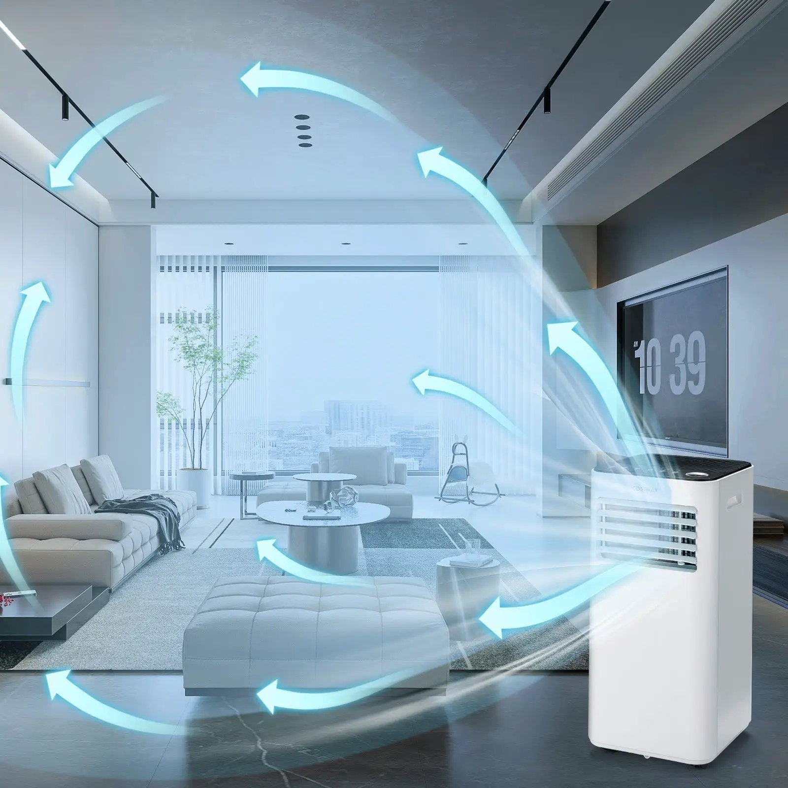 8000 BTU Portable Air Conditioner with Fan and Dehumidifier Mode-White by DirectDeals
