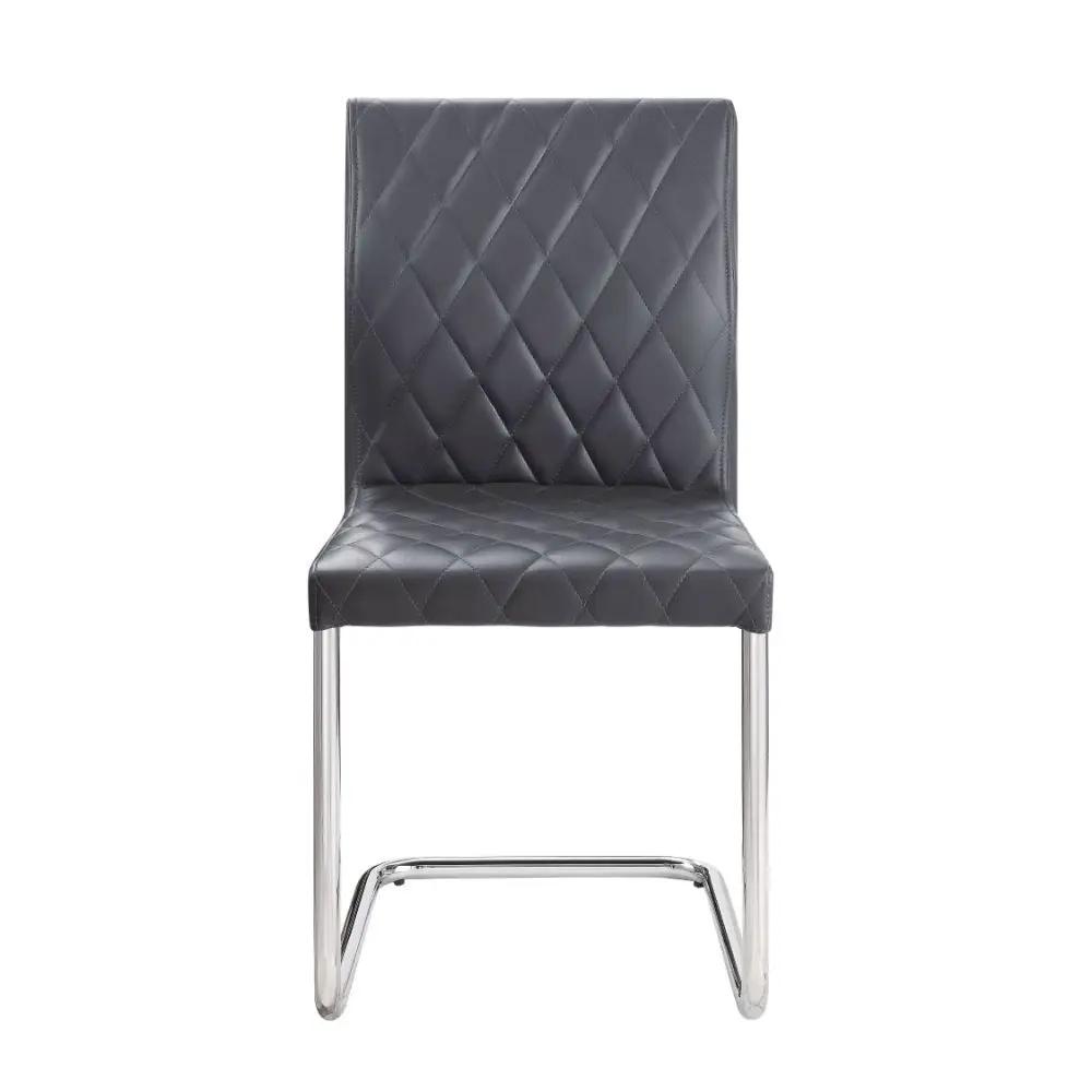 Ansonia - Side Chair (Set of 2) - Gray Synthetic Leather & Chrome by Unique Piece Furniture