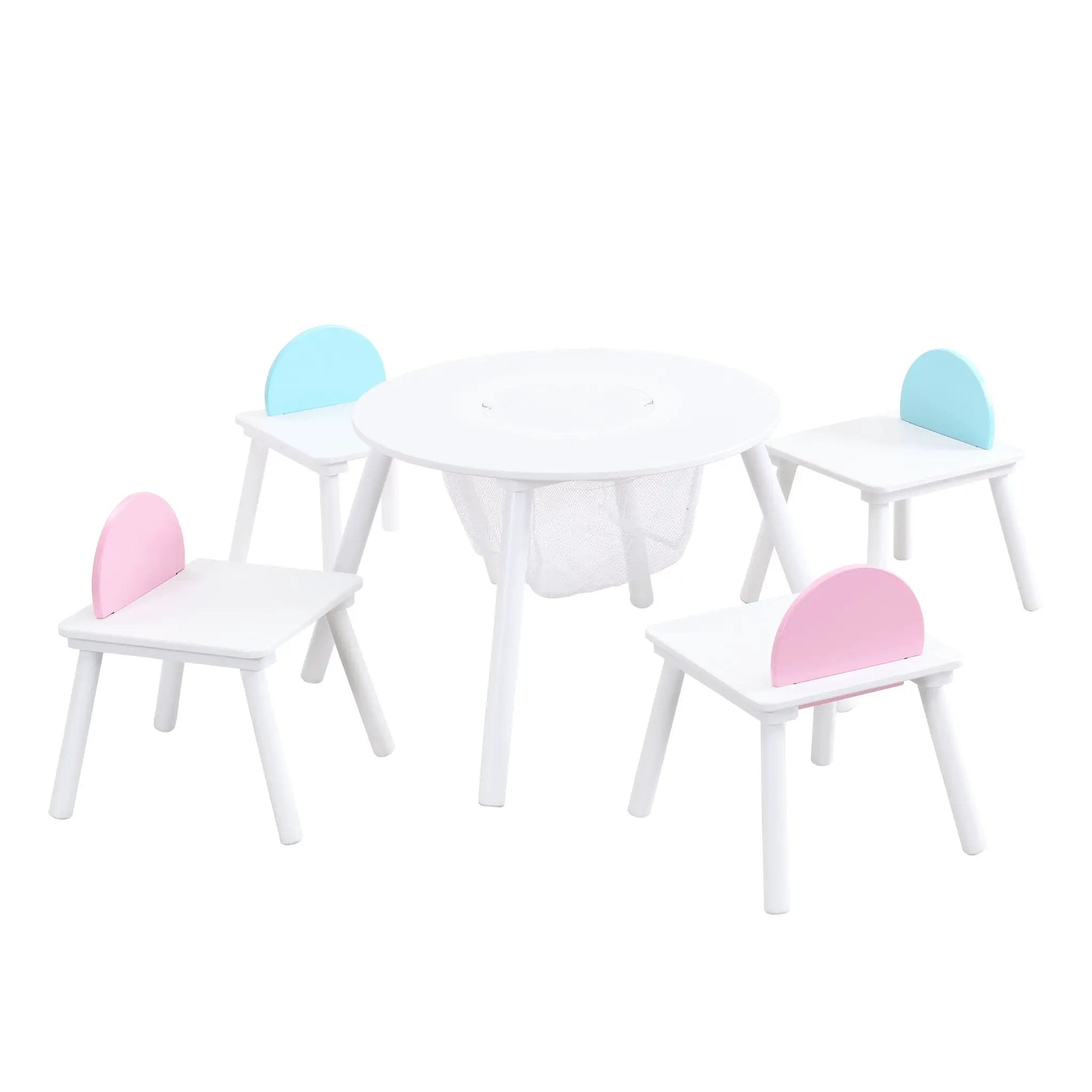 Children's Panel Table With 4 Chairs - White by HouseOfZazla