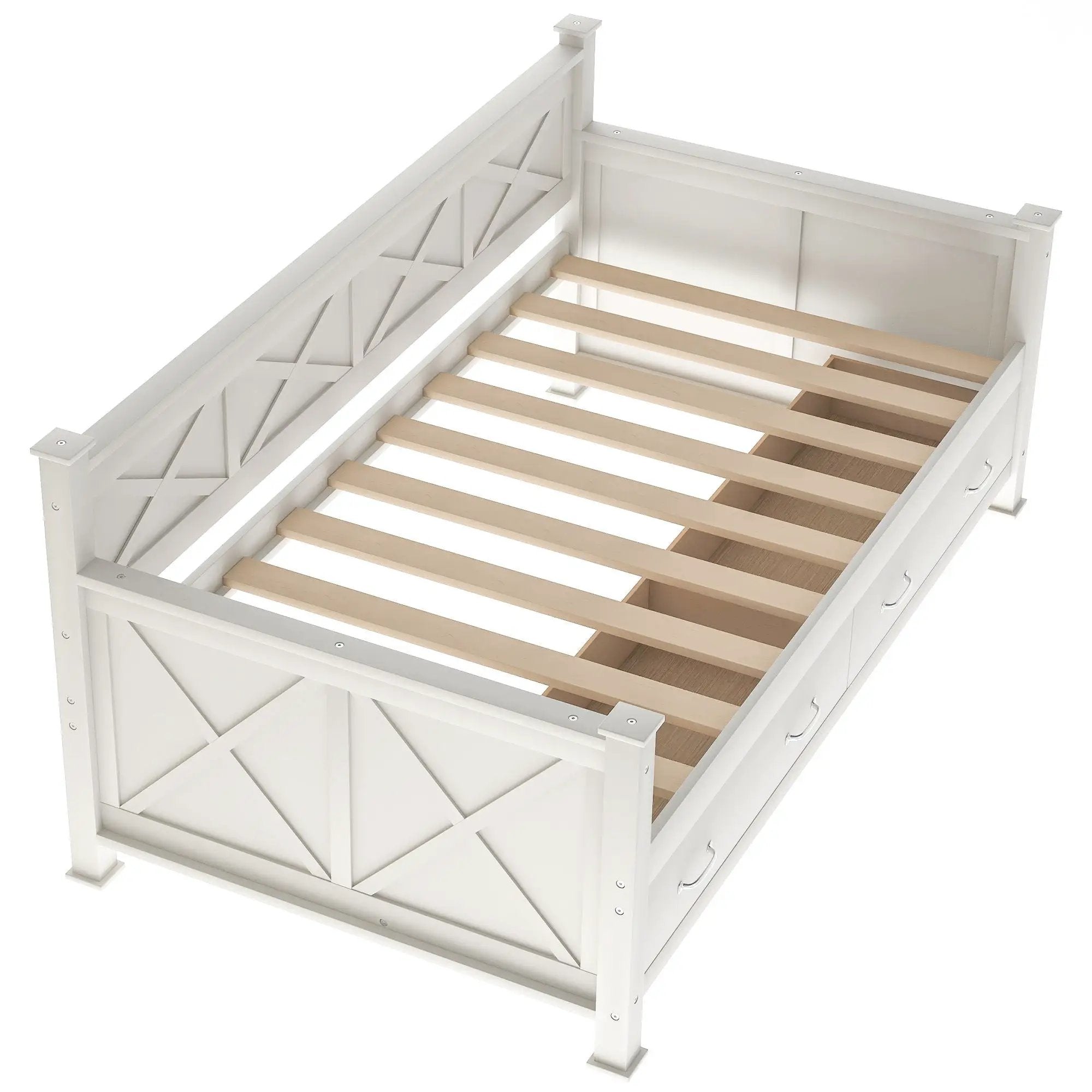 Modern Daybed With 2 Large Drawers, X Shaped Frame by HouseOfZazla