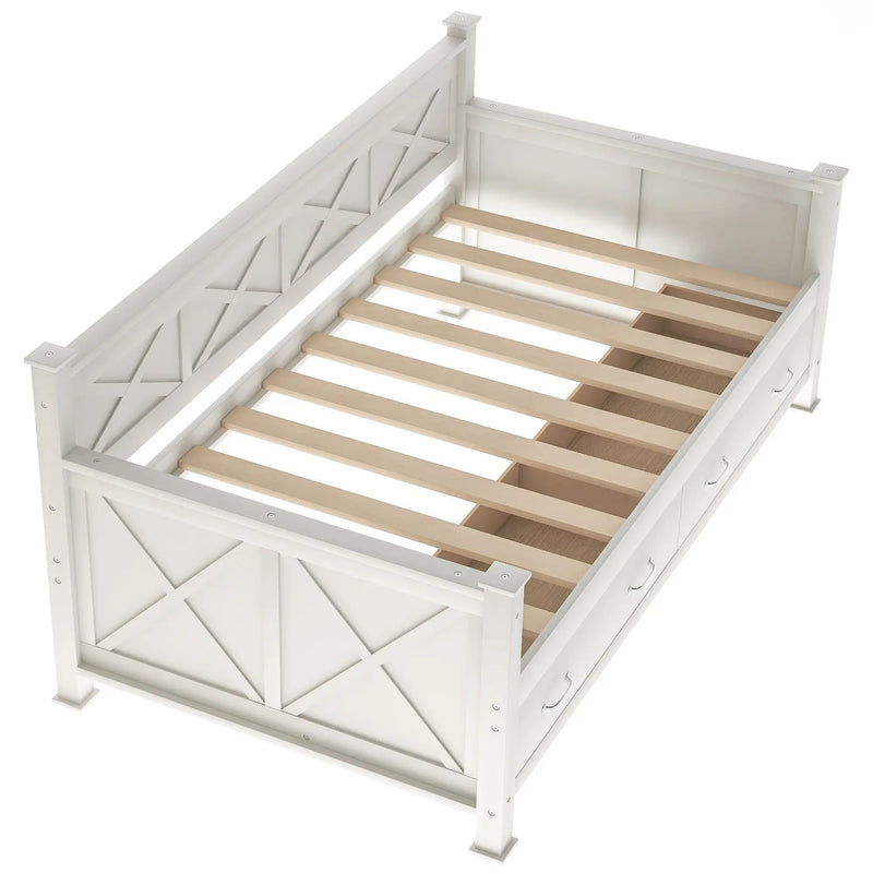 Modern Daybed With 2 Large Drawers, X Shaped Frame by HouseOfZazla