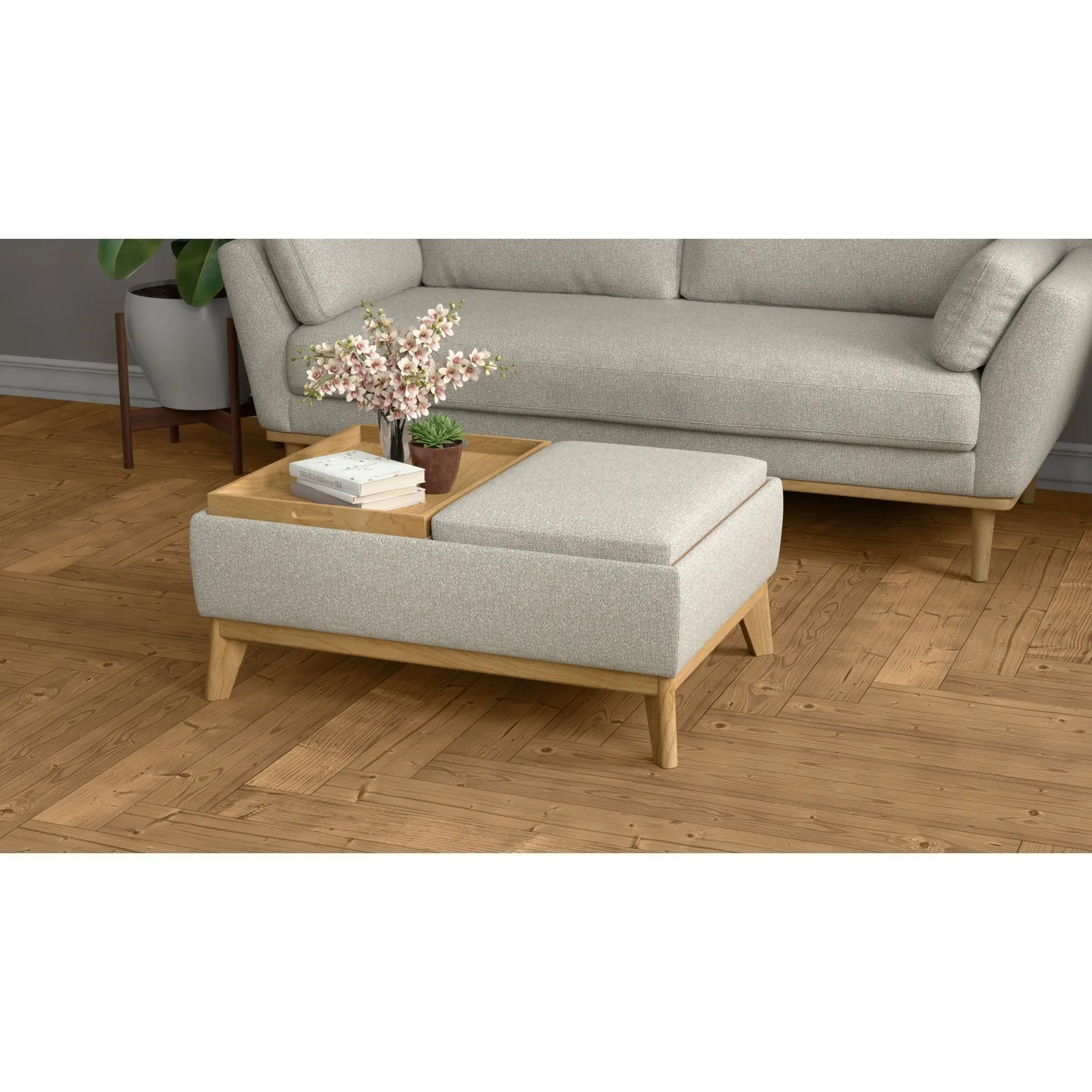 Reversible Tray Ottoman - Tan by HouseOfZazla