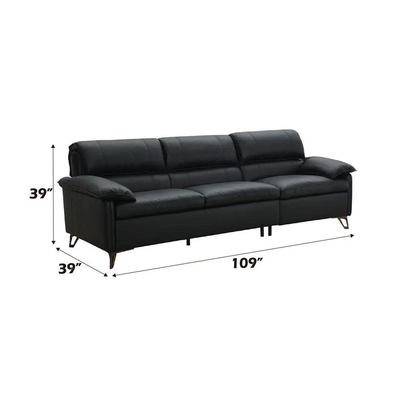 Eilene - Sofa - Black Top Grain Leather by Unique Piece Furniture