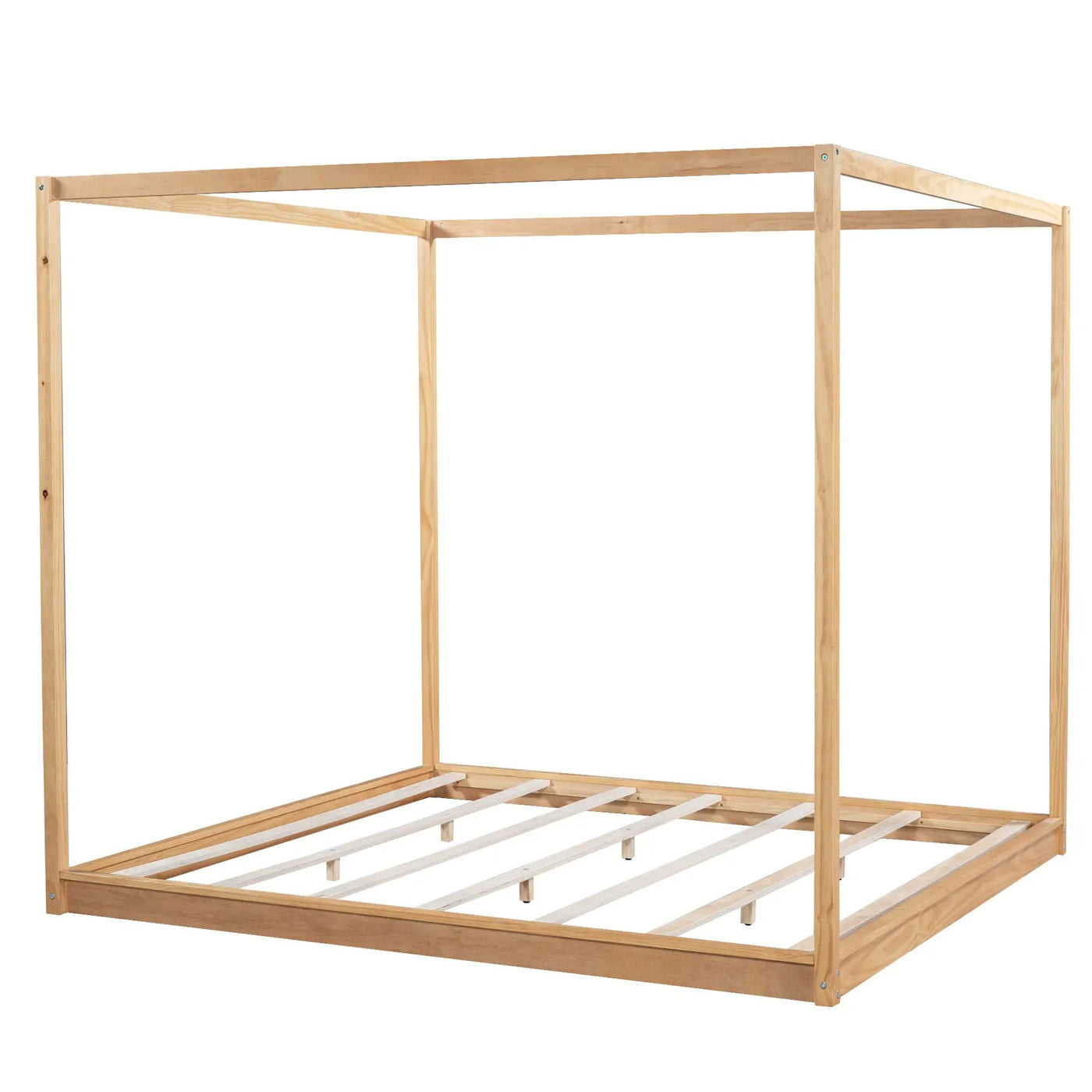 Wood Canopy Platform Bed With Support Legs And Airflow Slats by HouseOfZazla
