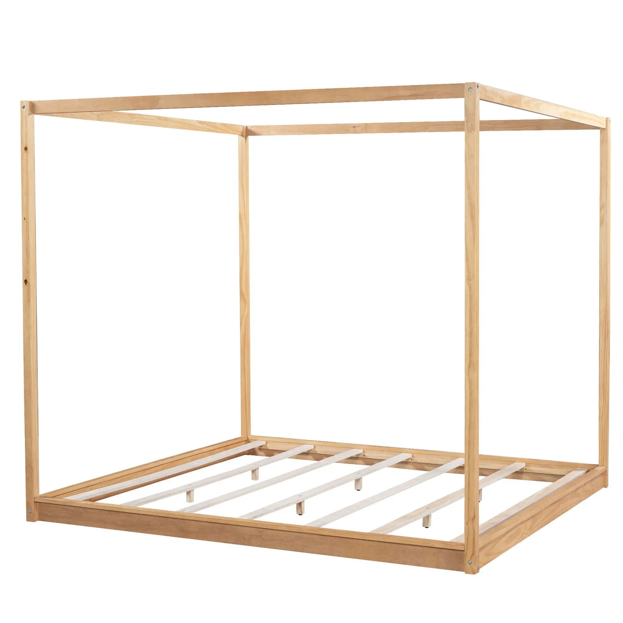 Wood Canopy Platform Bed With Support Legs And Airflow Slats by Unique Piece Furniture
