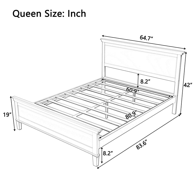 Mid-Century Modern Wood Platform Bed, Queen Size by HouseOfZazla