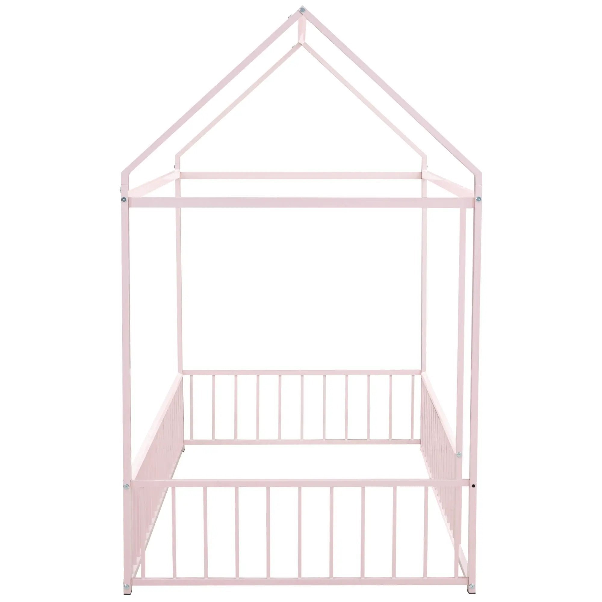 Metal Bed House Bed Frame With Fence by HouseOfZazla