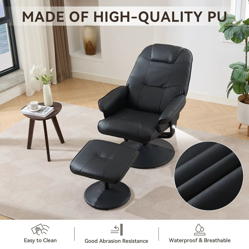 360° Swivel Reclining Chair With Wrapped Base, 5 Point Vibration Massage by Unique Piece Furniture