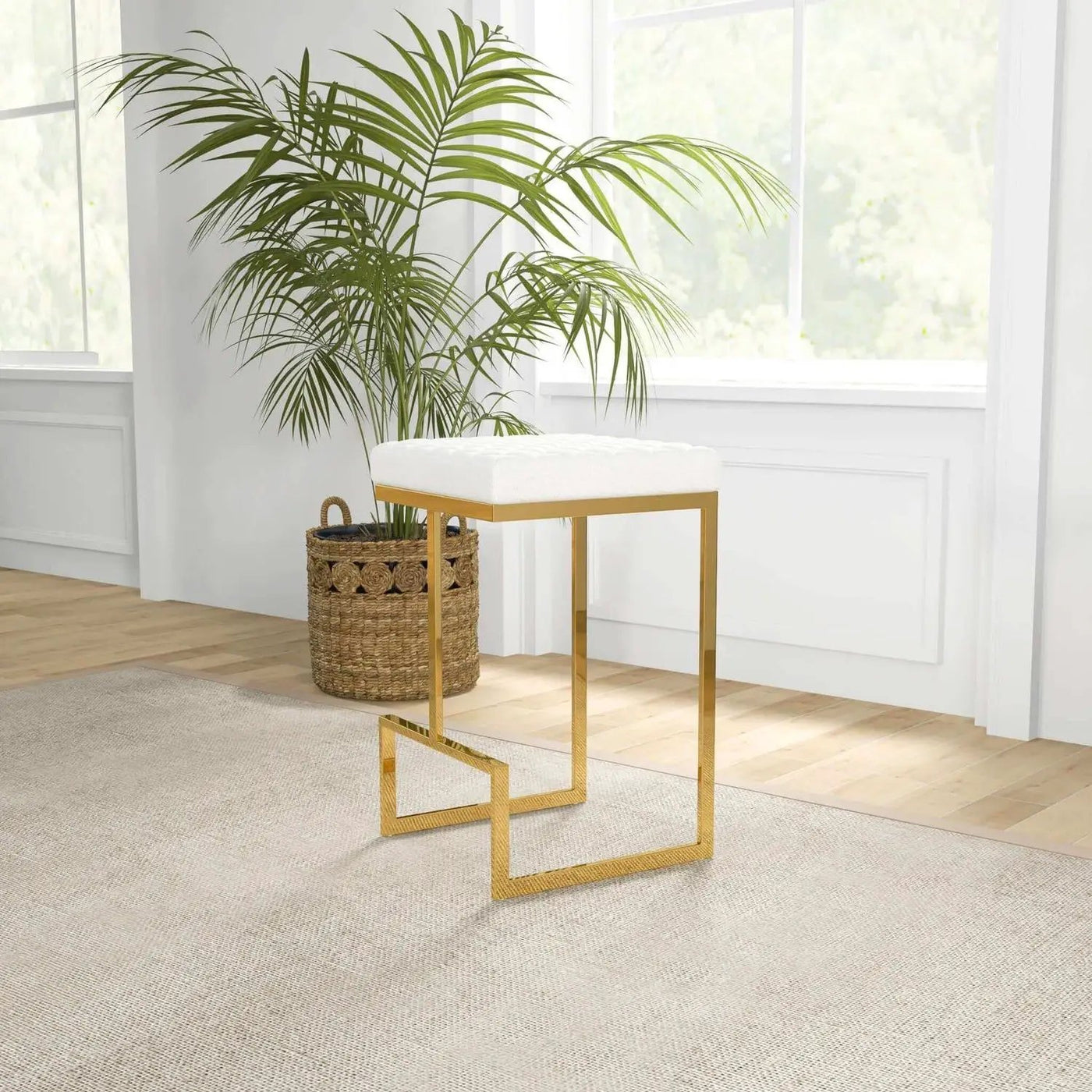 Joel - Mid Century Modern Luxury Upholstered Stool by HouseOfZazla