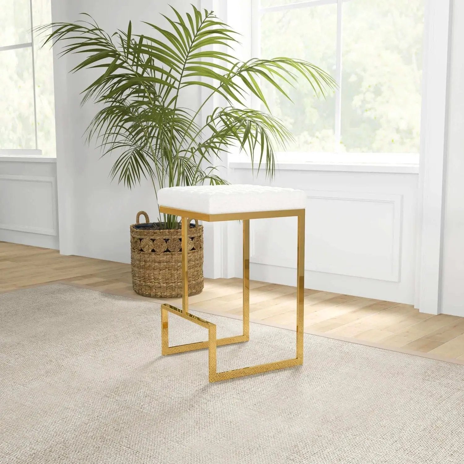 Joel - Mid Century Modern Luxury Upholstered Stool by Unique Piece Furniture