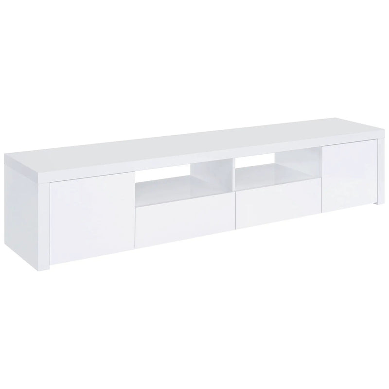 Garner - 2 Door Stand With Drawers Media Console - Gloss White