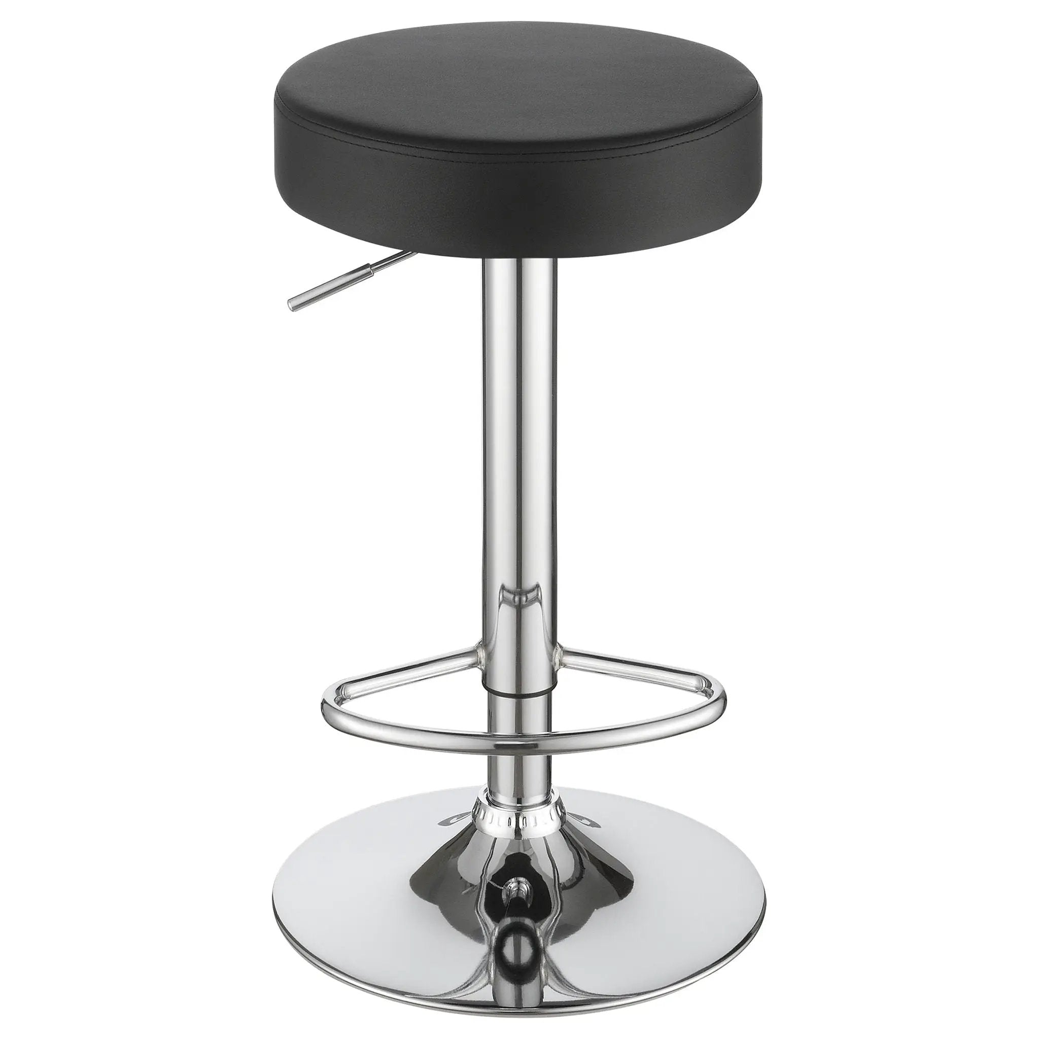 Adjustable Hydraulic Bar Stool With Base And Padded Seat - Black / Silver by HouseOfZazla