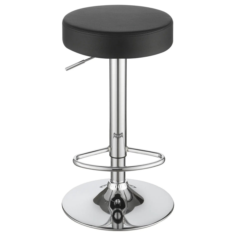 Adjustable Hydraulic Bar Stool With Base And Padded Seat - Black / Silver by HouseOfZazla