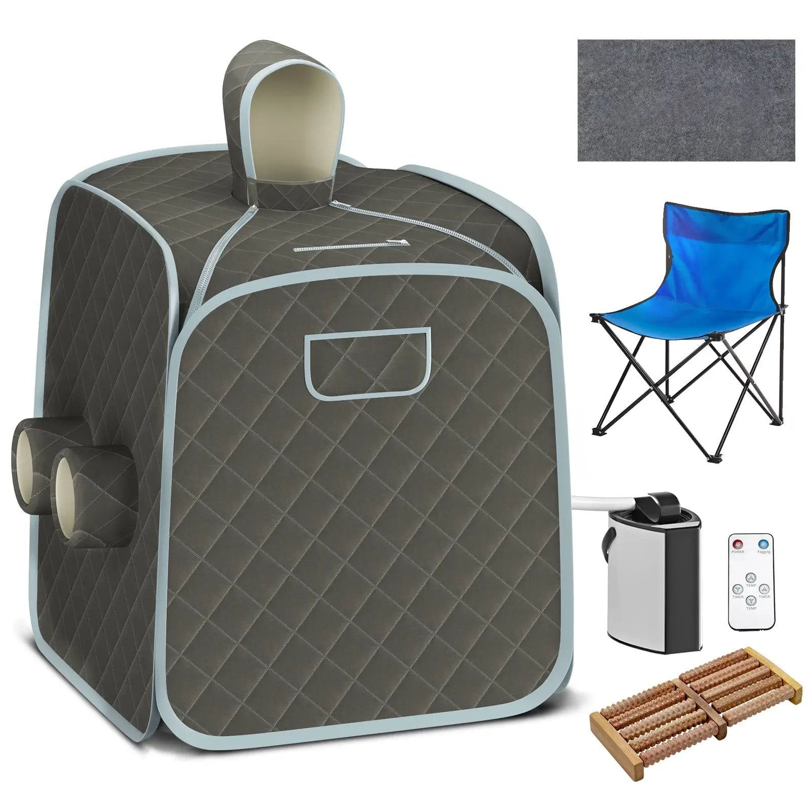 800W 2 Person Portable Steam Sauna Tent SPA with Hat Side Holes 3L Steamer by DirectDeals