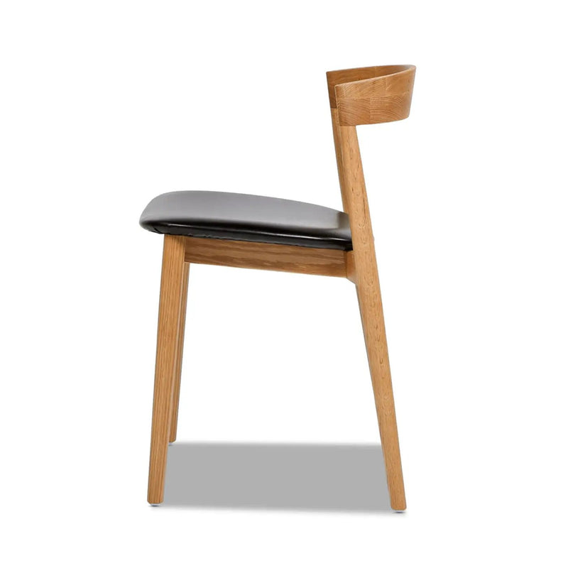 Raven - Stacking Sculpted Oak Dining Chair - Warm Natural Brown / Black by HouseOfZazla