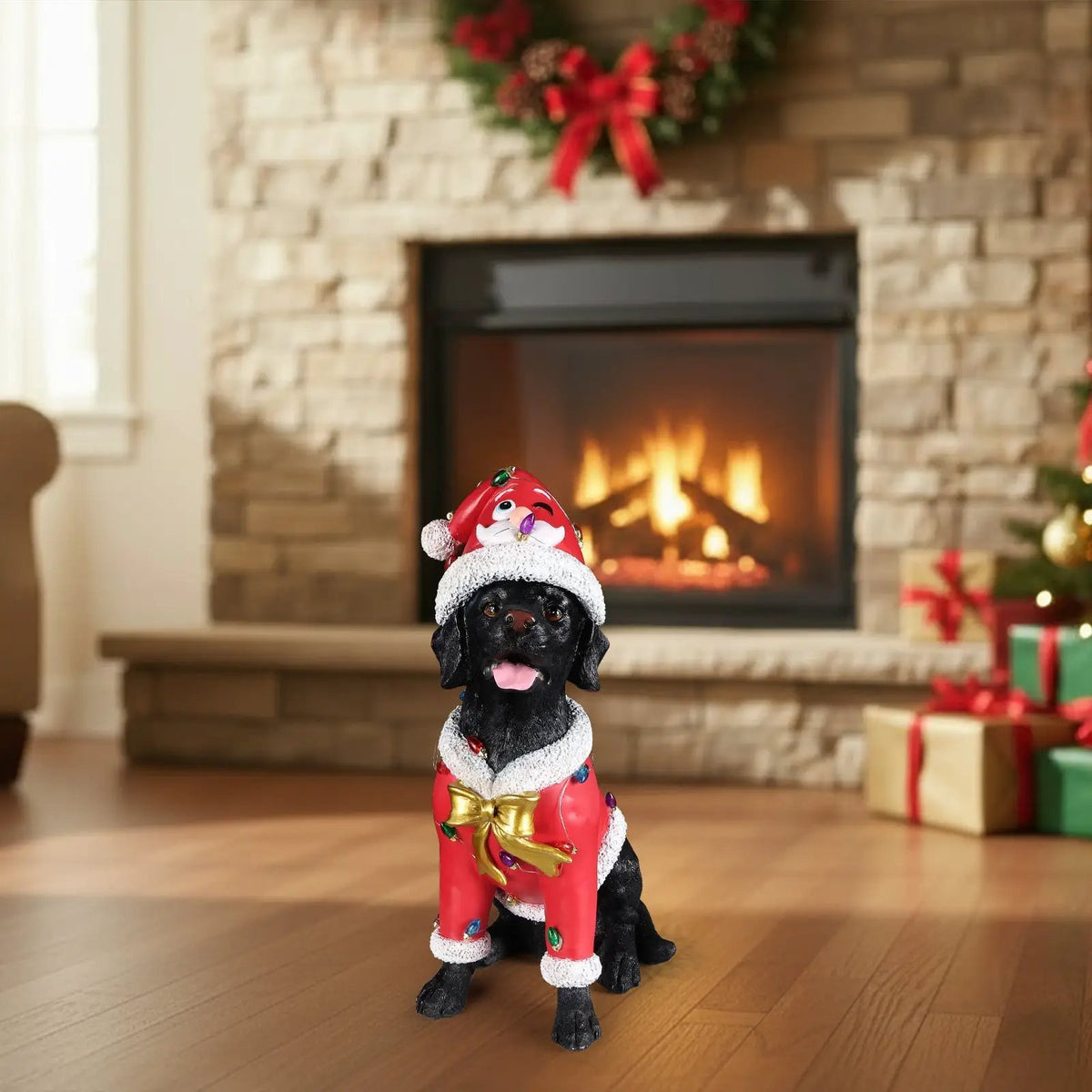 Festive Labrador Christmas Statue by HouseOfZazla