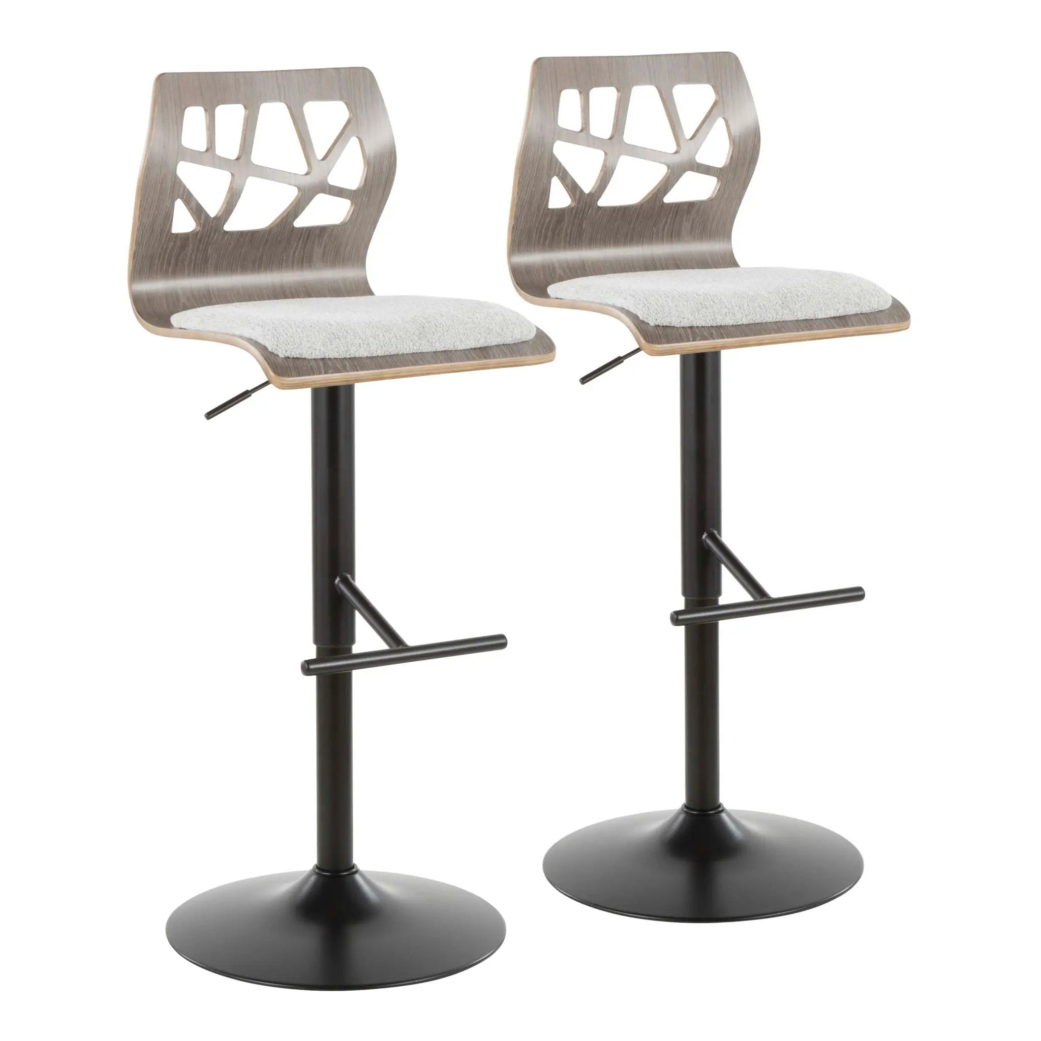 Folia - Mid Century Modern Adjustable Barstool With Swivel & Rounded T Footrest (Set of 2) by Unique Piece Furniture
