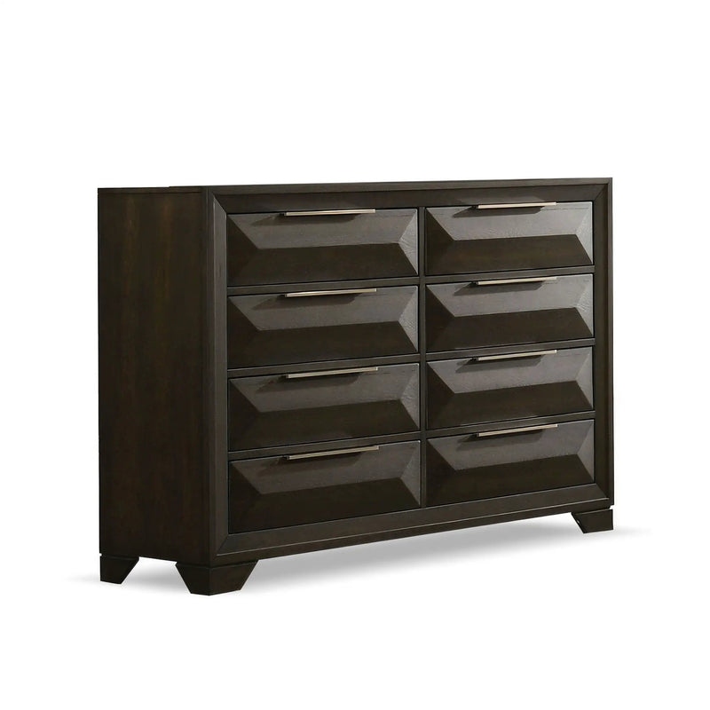 Dresser With Mirror Beveled Bracket Feet Handles 8 Drawers - Espresso by Unique Piece Furniture