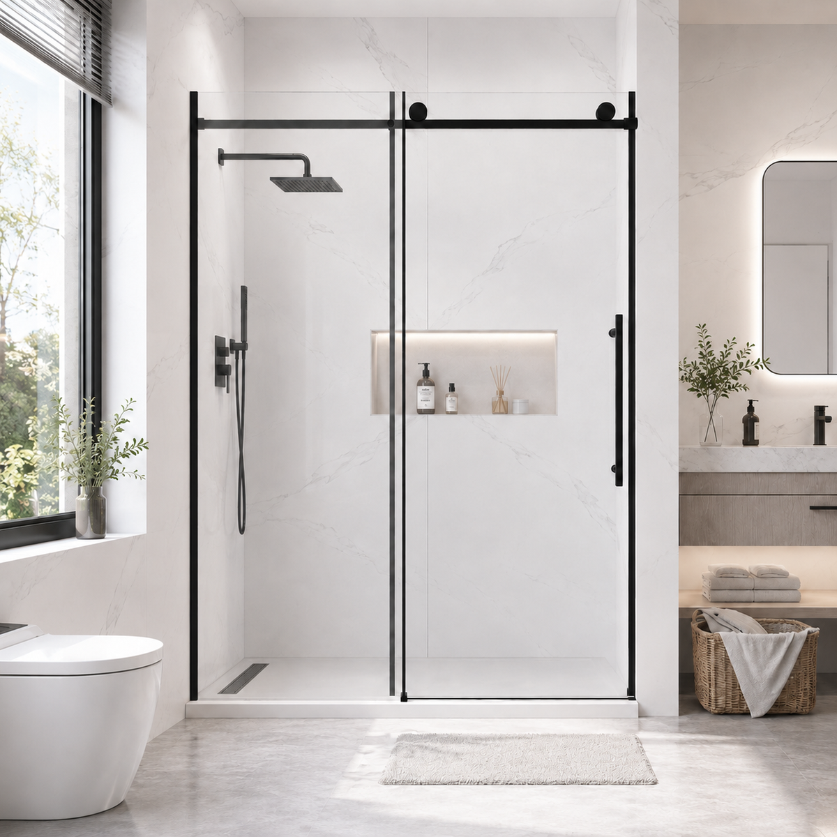 60" W x 73" H Soft Closing Sliding Frameless Shower Doors by HouseOfZazla
