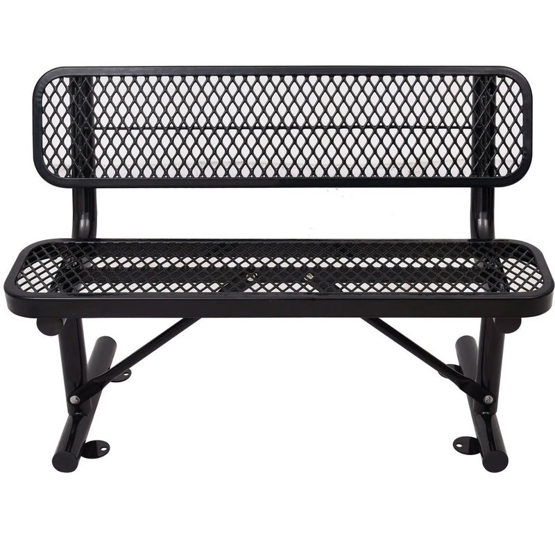 6' Outdoor Steel Bench With Backrest by HouseOfZazla