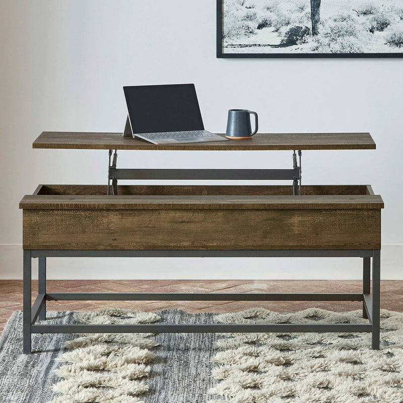 Byers Engineered Wood Lift Top Coffee Table Brown Oak by Unique Piece Furniture