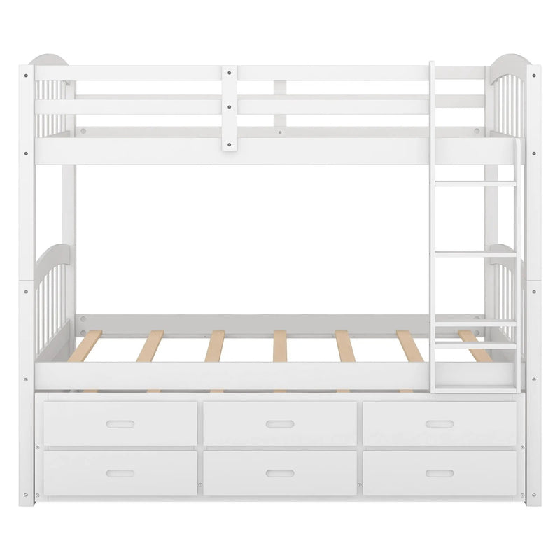 Bunk Bed With Trundle And Drawers, Arched Headboard And Footboard by Unique Piece Furniture