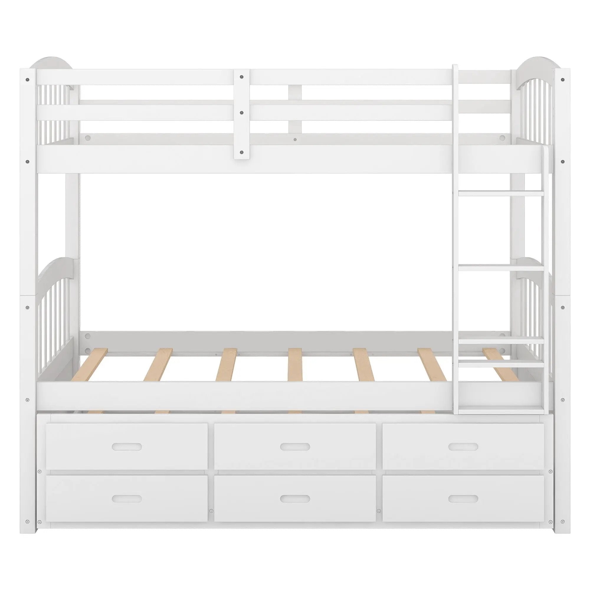 Bunk Bed With Trundle And Drawers, Arched Headboard And Footboard by HouseOfZazla