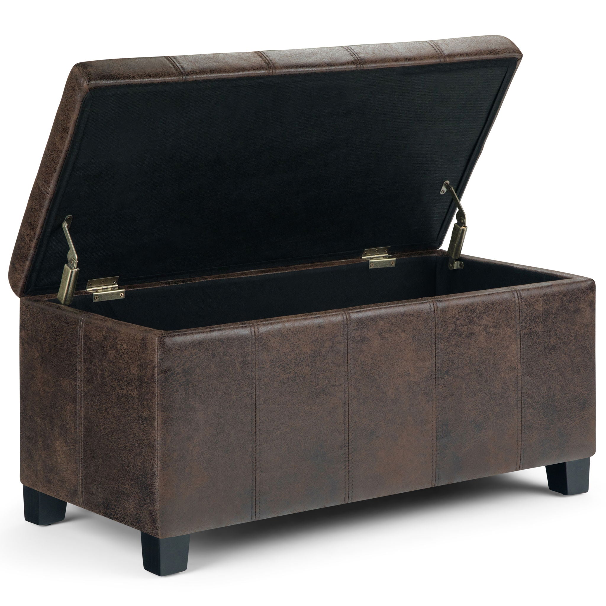 Dover - Storage Ottoman Bench - Distressed Brown by HouseOfZazla