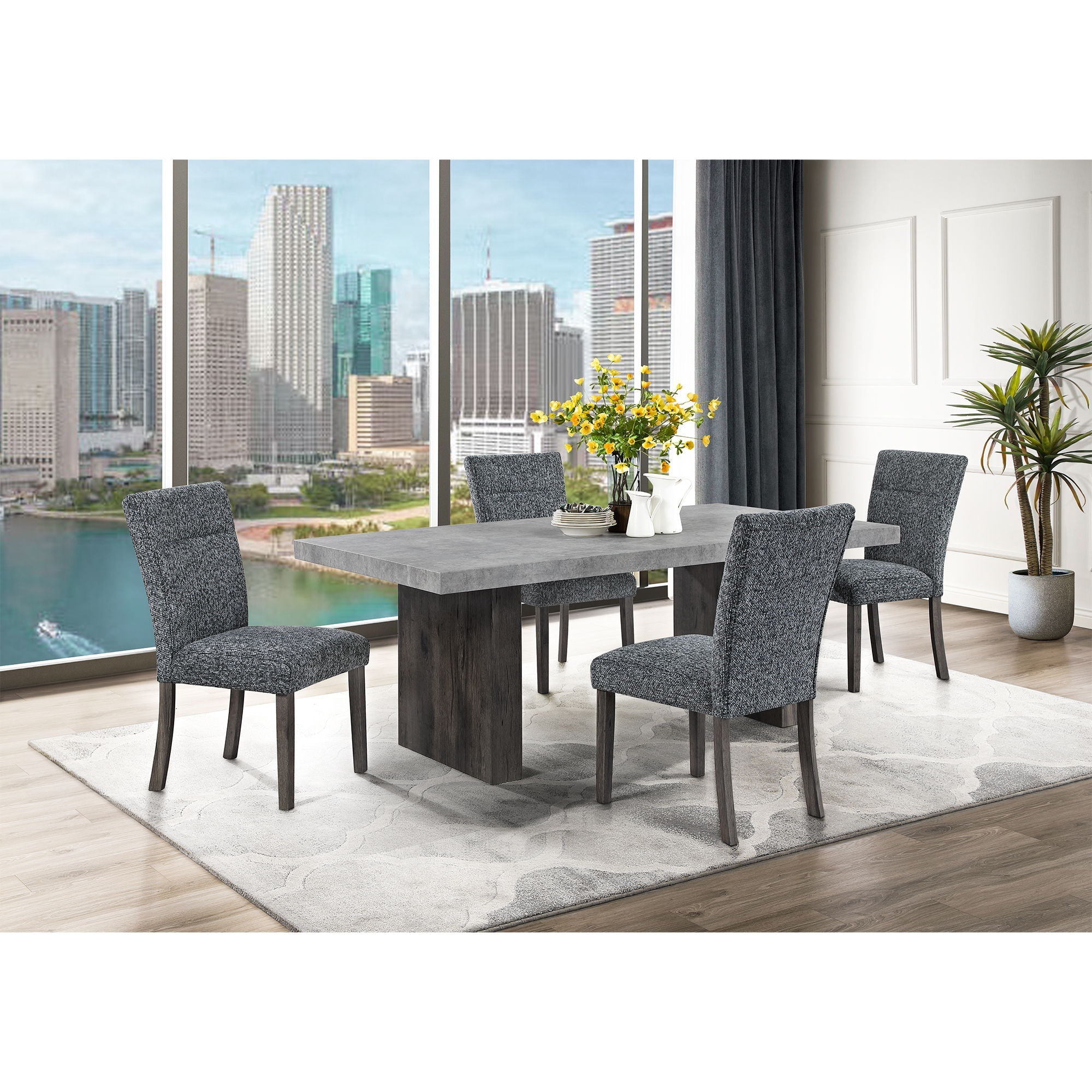 Susan - Dining Table Set With Base - Gray by Unique Piece Furniture
