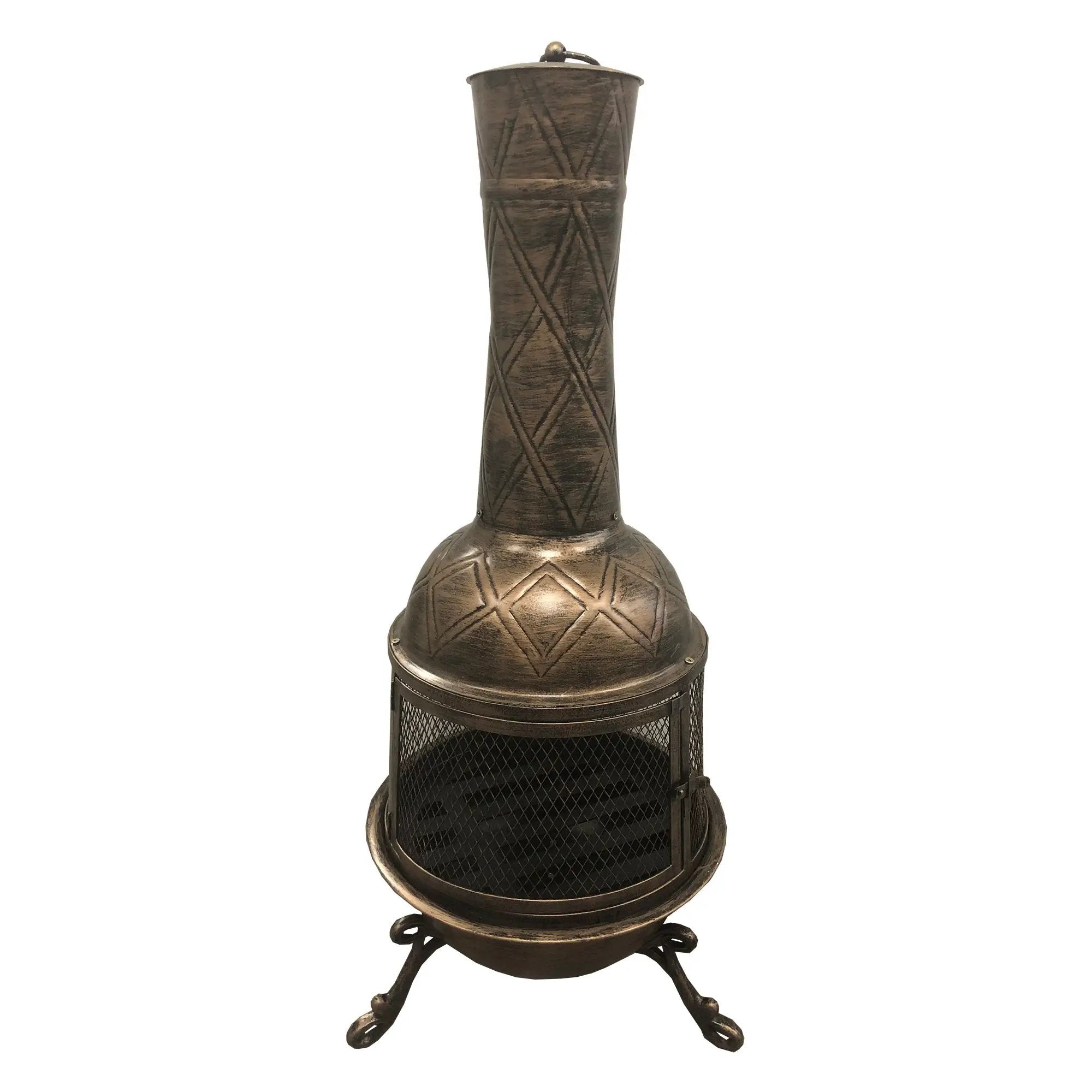 Solid Steel 36-in Tall Antique Bronze Chiminea Fire Pit by Sharicks