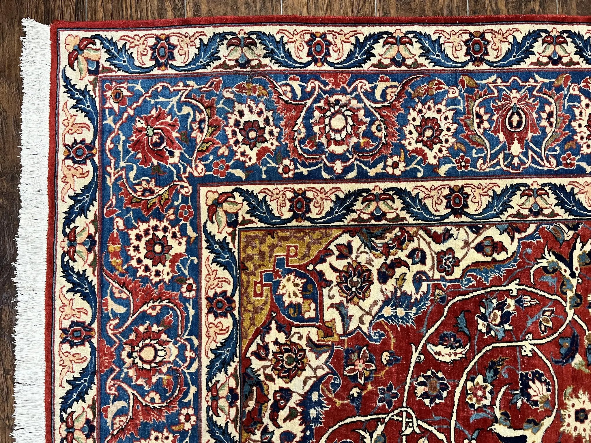 Red Persian Isfahan Rug 7x10 - Antique, Floral Medallion by Jewel Rugs