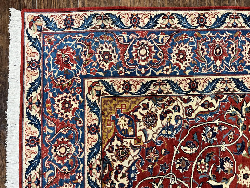 Red Persian Isfahan Rug 7x10 - Antique, Floral Medallion by Jewel Rugs