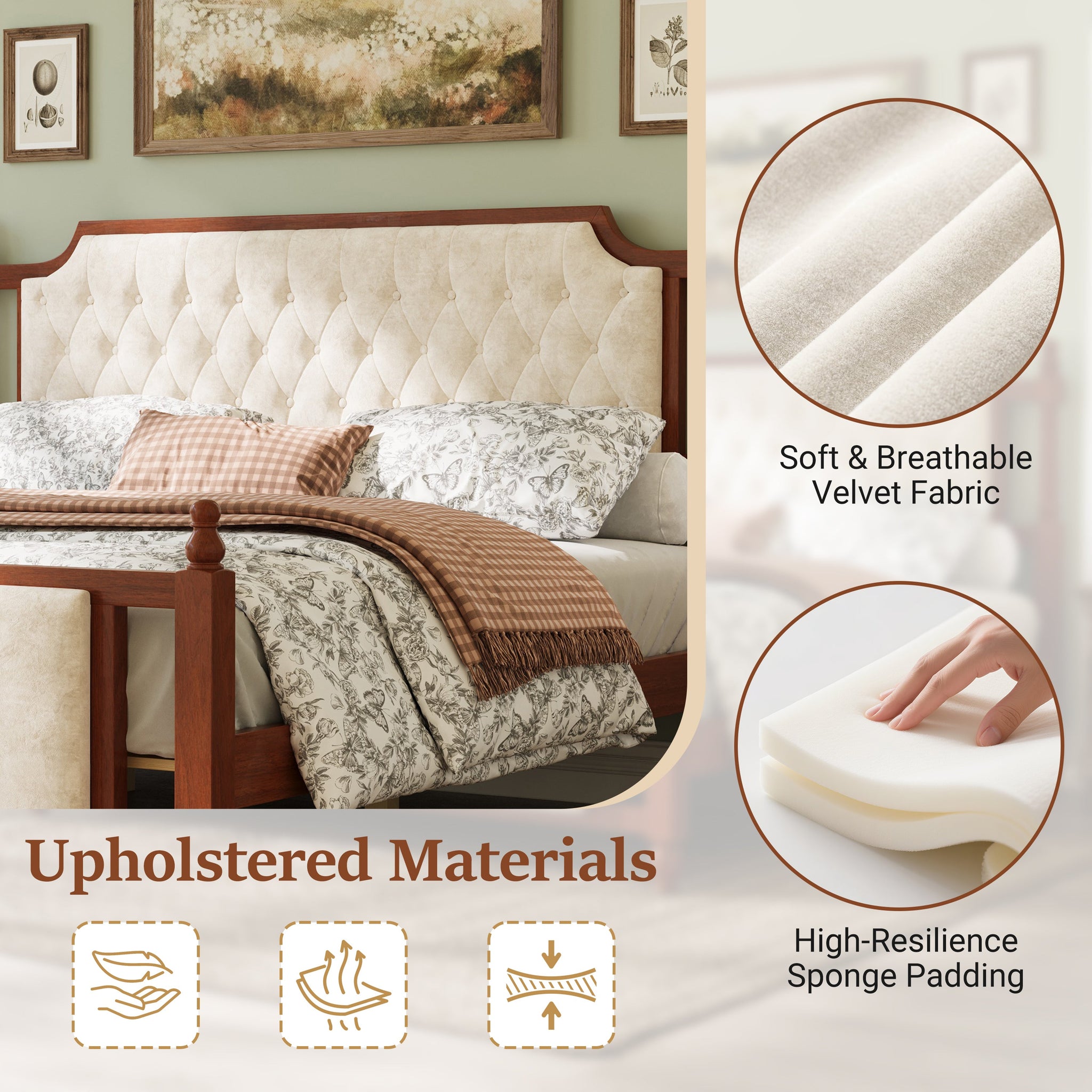 King Size Upholstered Platform Bed with Button Tufted Headboard by HouseOfZazla