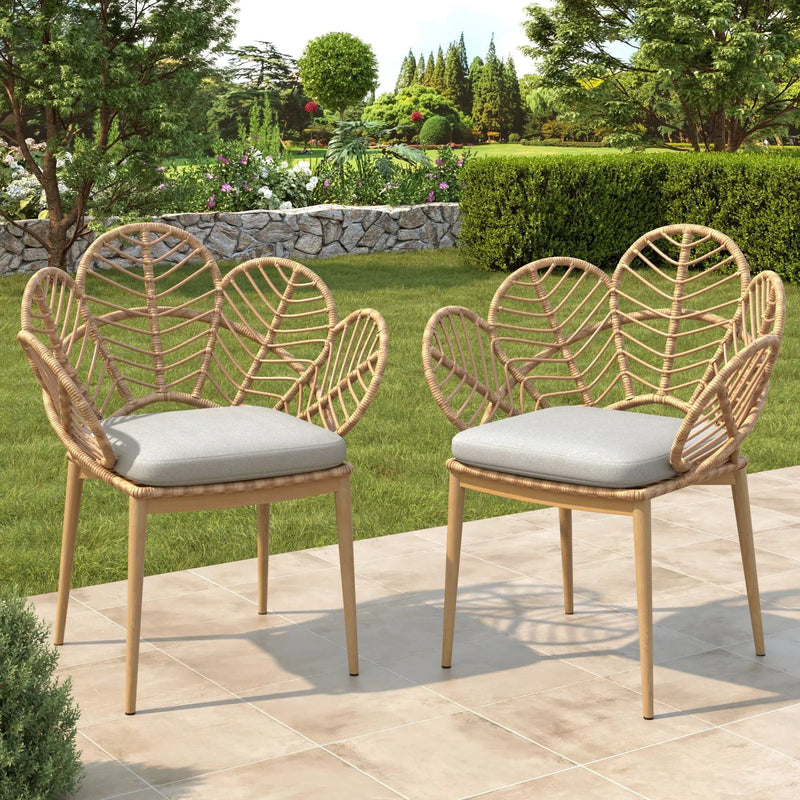 Kirk Outdoor Wicker Peacock Shape Papasan Style Chair Set of 2 by HouseOfZazla