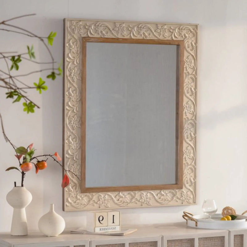 Vintage Carved Pattern Rectangular Wall Mirror by HouseOfZazla