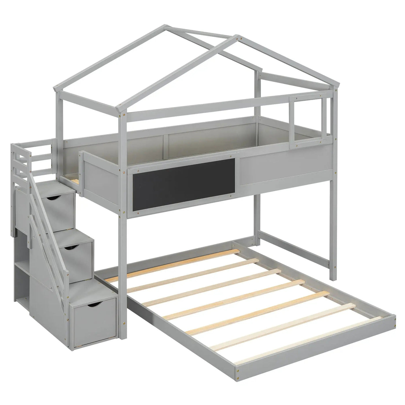 House Style Bunk Bed With Storage Staircase And board by HouseOfZazla