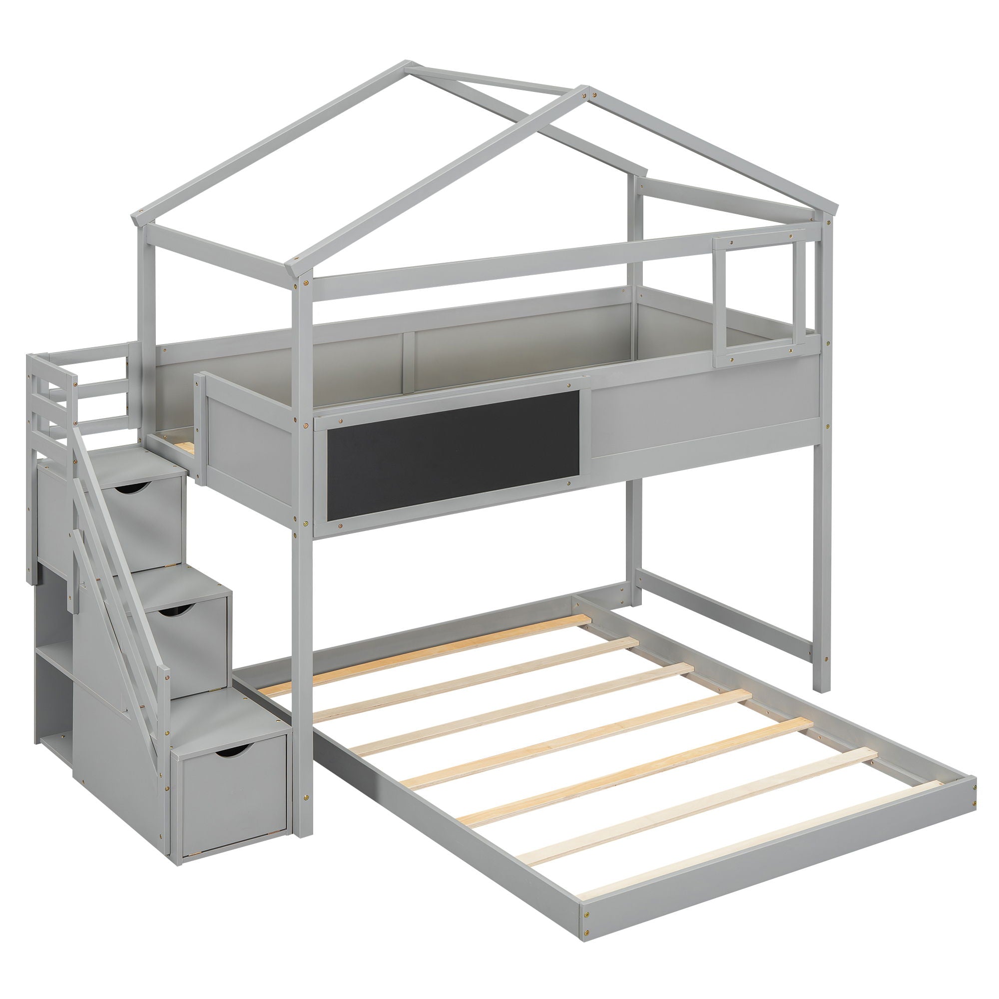House Style Bunk Bed With Storage Staircase And board by HouseOfZazla