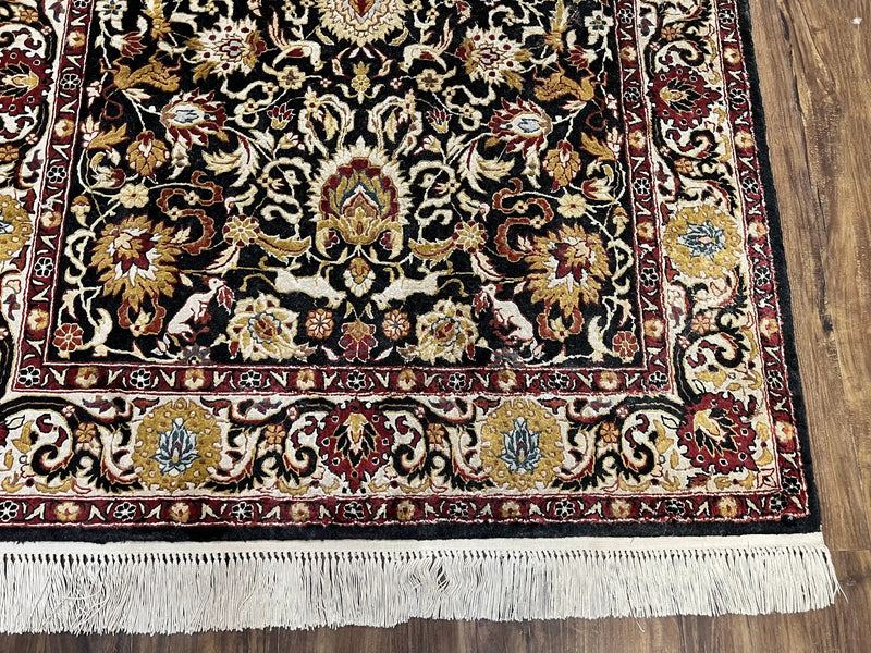 Sino Persian Silk Rug 3x5 Oriental Carpet 3 x 5 Fine Silk Rug, Black Ivory Gold, Animal Motifs, Flowers, High Quality, Vintage Silk Rug Wow by Jewel Rugs
