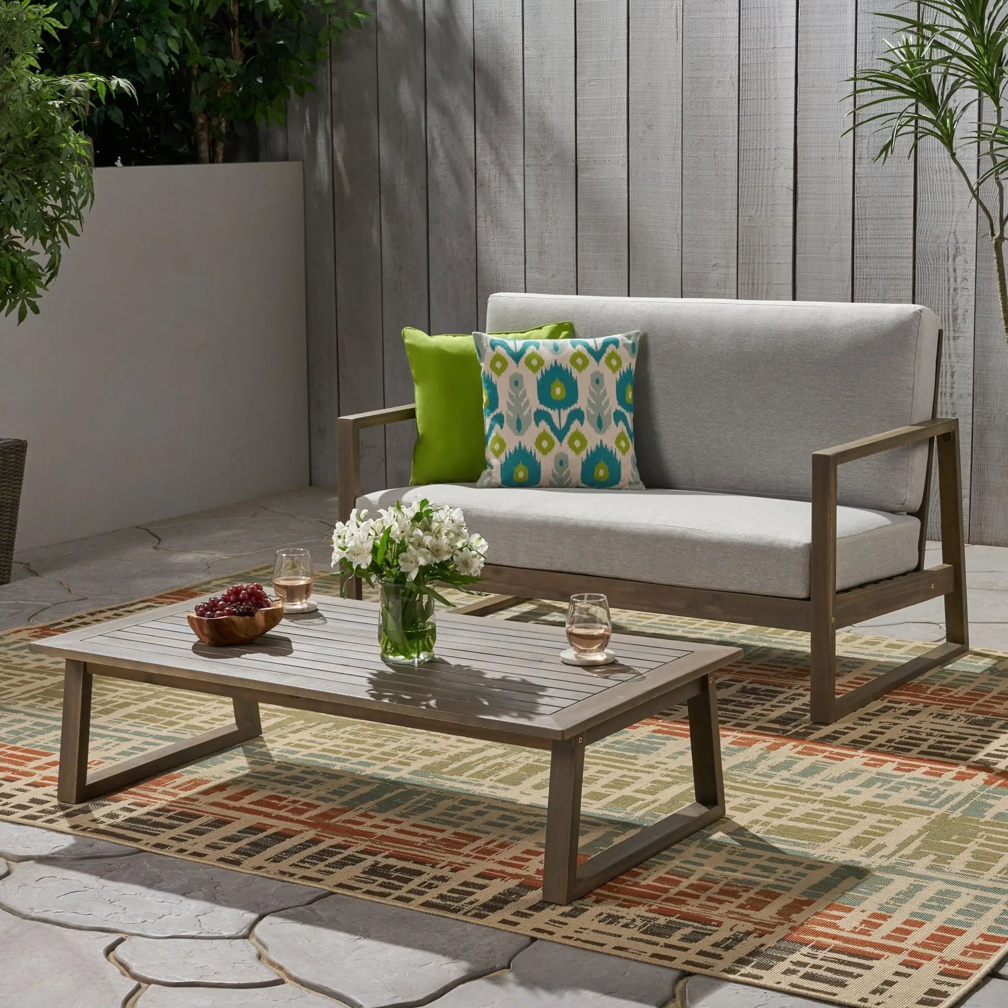 Belgian Loveseat & Coffee Table Set With Water Resistant Cushions by HouseOfZazla