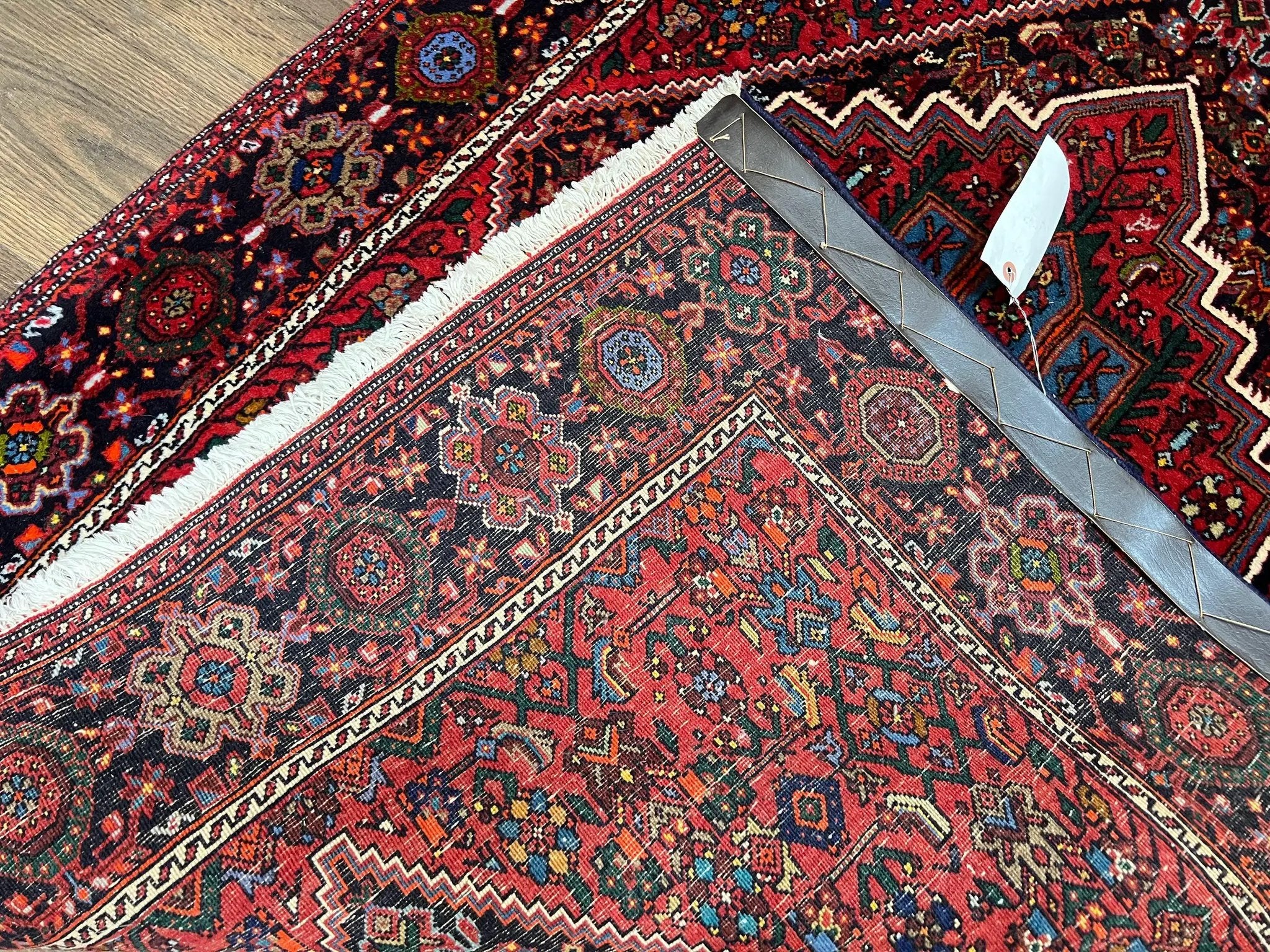 Fine Persian Bidjar Rug 3x5 ft, Ruby Red and Black, Geometric Medallion, Hand Knotted Semi Antique Oriental Bijar Carpet, Wool Area Rug, Tribal Rug by Jewel Rugs