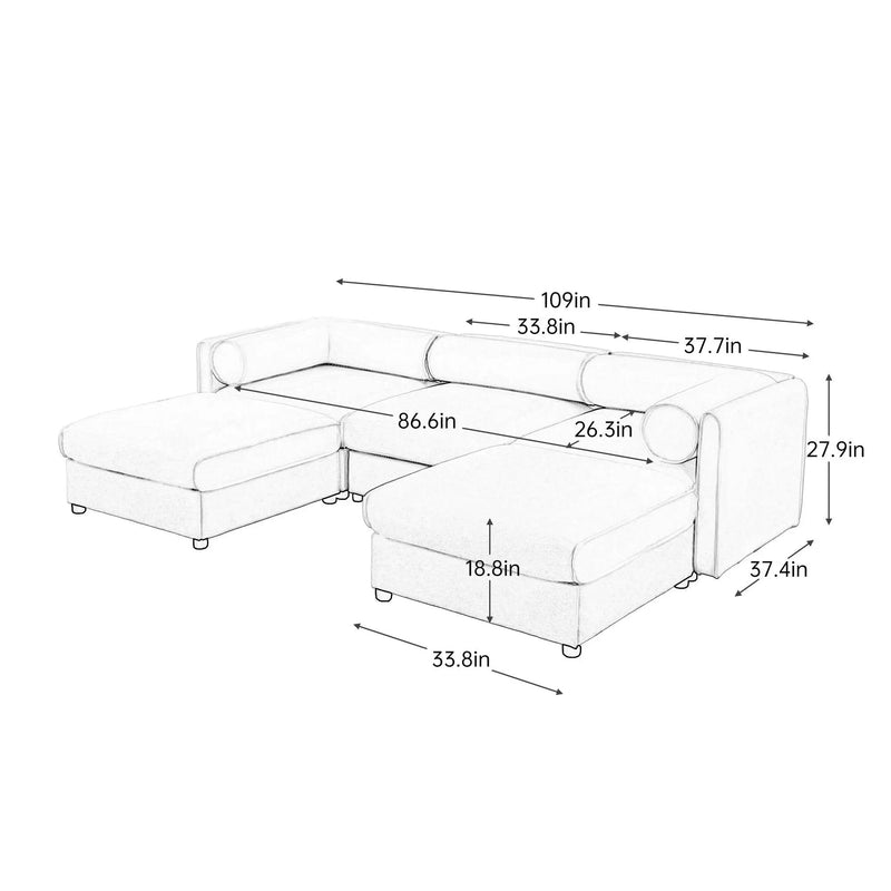 Contemporary Elegant Sofa With Storage And Ottoman by HouseOfZazla