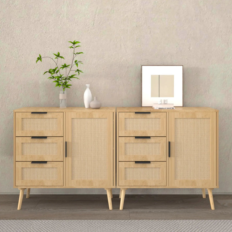 Dresser With Drawers And Adjustable Shelf - Antique Natural / Rattan by Unique Piece Furniture