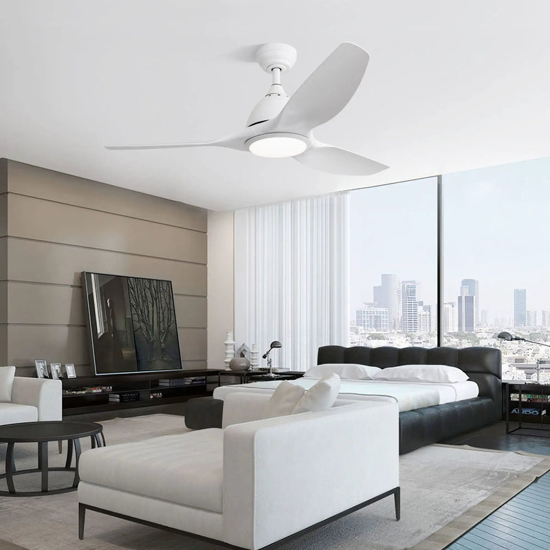 Modern Ceiling Fan With 22W Led Light, 3 ABS Fan Blades Dc Motor Ceiling Fan For Bedroom Living Room by Unique Piece Furniture