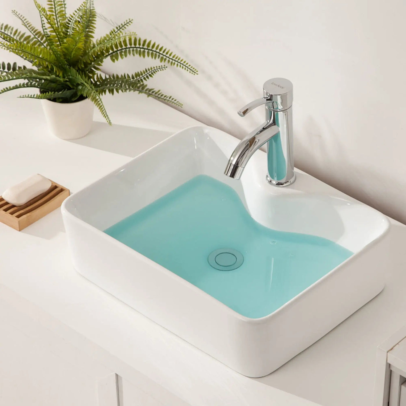 Modern Ceramic Rectangular Vessel Bathroom Sink With Sleek Design by HouseOfZazla