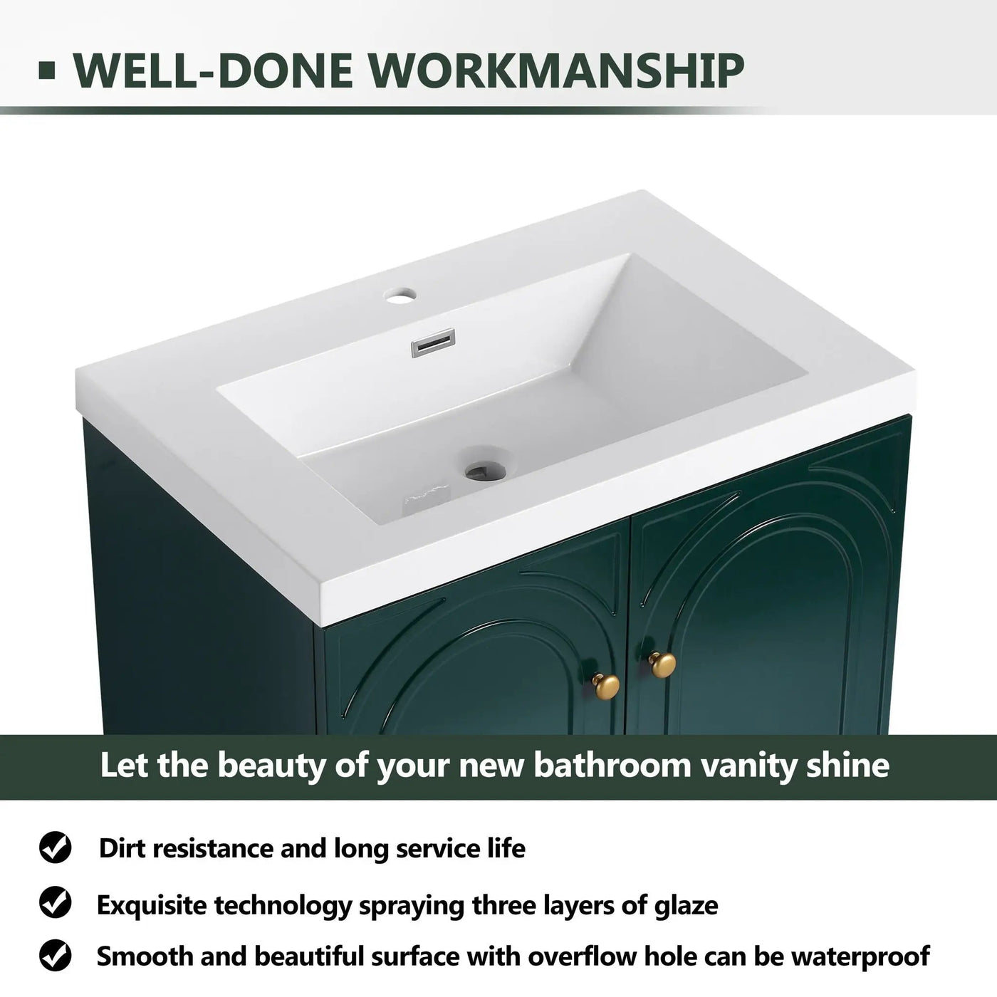 Contemporary Freestanding Bathroom Vanity With Resin Sink & Soft-Close Cabinet Doors by Unique Piece Furniture