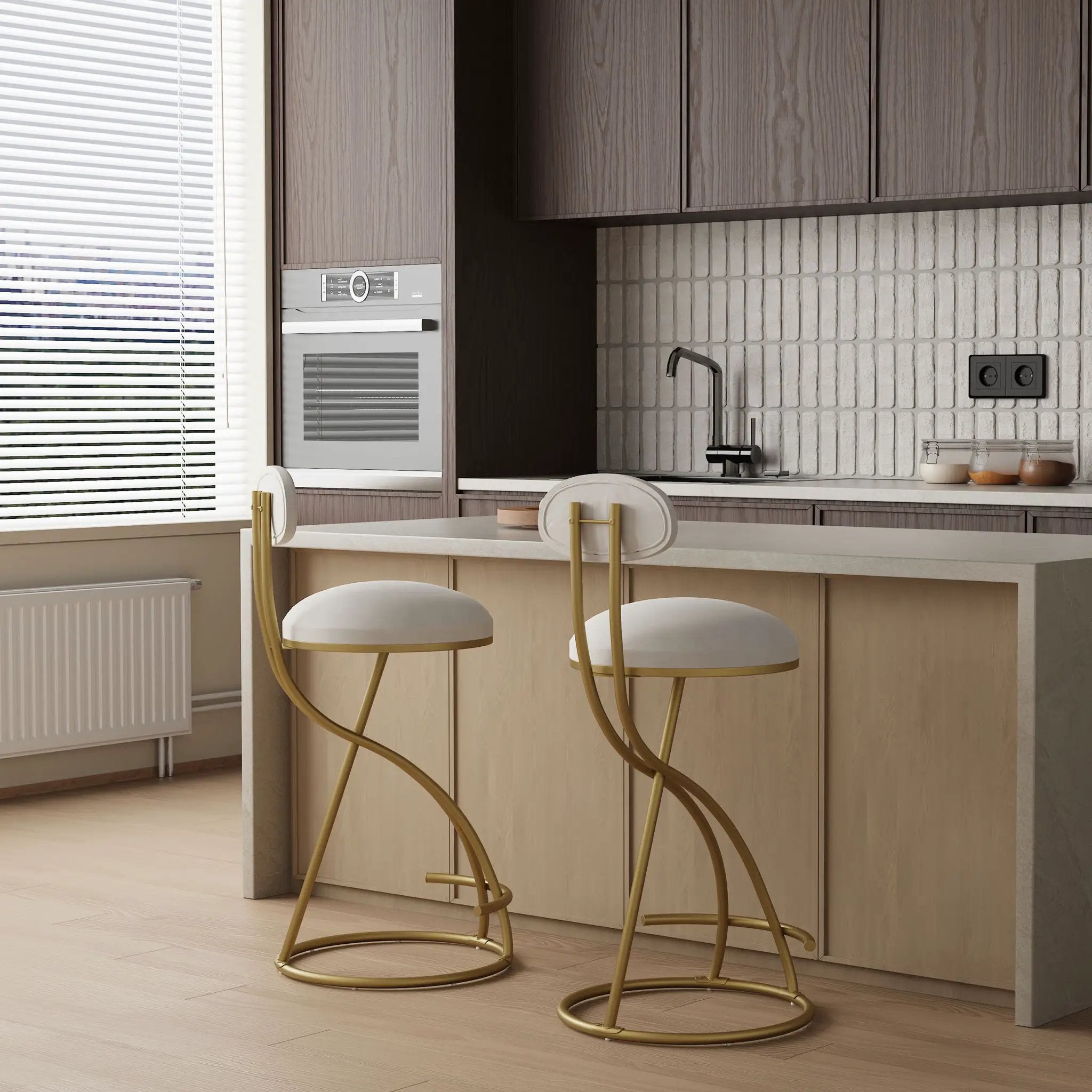Bar Stools Upholstered Counter Height Barstools For Kitchen Island Modern Dining Chairs With Footrest (Set of 2) by Unique Piece Furniture