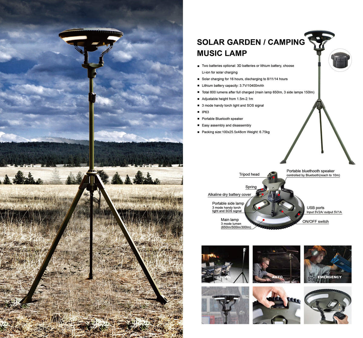 TRU De-LIGHT | Multipurpose Singing Music Solar LED Light | Garden, Camping Portable Light, Strong Bluetooth Speaker | Main Light + 3 Independent Detachable Multi Mode Lights, photo 10 of 17