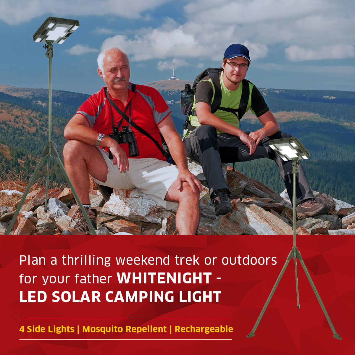 TRU De-LIGHT WHITENIGHT Multipurpose Solar / AC / DC - Garden, Camping Main Light + 3 Independent Detachable Multi Mode Side Lights / Tripod + Carrying Bag, photo 6 of 19