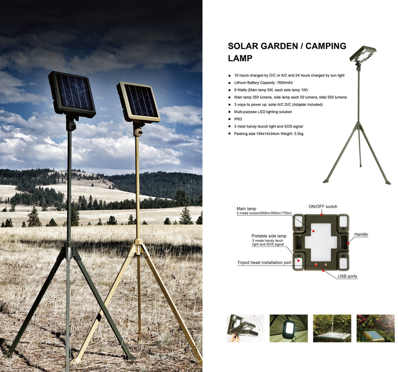 TRU De-LIGHT WHITENIGHT Multipurpose Solar / AC / DC - Garden, Camping Main Light + 3 Independent Detachable Multi Mode Side Lights / Tripod + Carrying Bag, photo 4 of 19