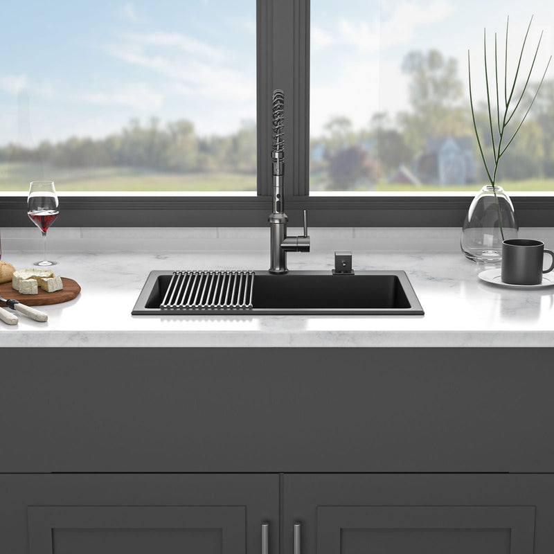 Quartz Kitchen Sink, Granite Composite, Drop In Sink With Durable Design by HouseOfZazla